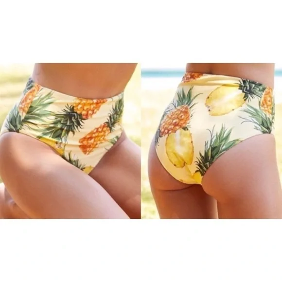 NWOT ANTHROPOLOGIE One-Shoulder Bikini Top & High-Waisted Bottoms in Pina Colada - Picture 5 of 5